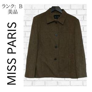 【美品】MISS PARIS　ミスパリ　L　レディース　ウールジャケット　11AR　日本製生地　茶色　ブラウン　きれいめ　大人　上品　735