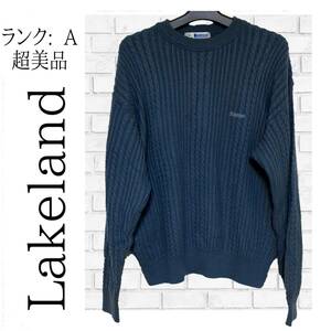 【超美品】Lakeland　レイクランド　L　メンズ　ニット　セーター　ウール　紺色　ネイビー　きれいめ　大人　上品　ランチ　カフェ　825