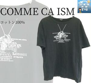COMME CA ISM コムサイズム プリントTシャツ 黒 Mサイズ 綿100% ラメ入り ロックT 赤シミあり ×1191