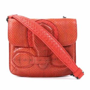 ボッテガヴェネタ BOTTEGAVENETA 斜め掛けショルダーバッグ パイソン/レザー レッド系 r9464f