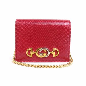 グッチ GUCCI 二つ折り財布 ズゥミ パイソン レッド h30142