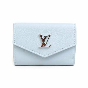 ルイ ヴィトン LOUIS VUITTON 三つ折り財布 ポルトフォイユ ロックミニ レザー ライトブルー h30145k