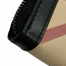 バーバリー BURBERRY ラウンドファスナー長財布 PVCコーティングキャンバス/レザー ブラック×ベージュ系 z0333_画像7