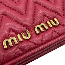 ミュウミュウ MIUMIU 斜め掛けショルダーバッグ ポシェット レザー ディープピンク z0343_画像8