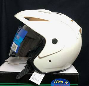 新品　ZEST　GRACE HELMET　テレオツータイプヘルメット　ZT-202　ホワイト　Lサイズ　UVカットシールド付き