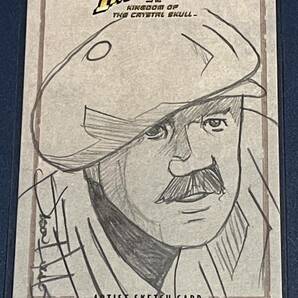 2008 INDIANA JONES ARTIST SKETCH CARD 1 of 1 インディ・ジョーンズシリーズの直筆スケッチカードの４枚セット auto作者サイン入り物有の画像3