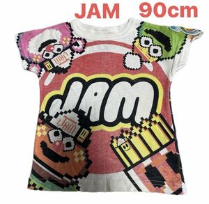 JAMジャム ベビー半袖Tシャツ　袖ワッペン付　ホワイト　90cm プリントカットソー