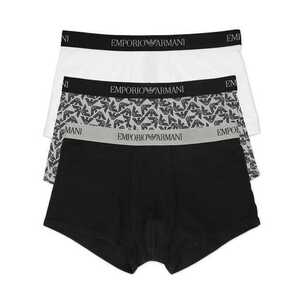 EMPORIO ARMANI エンポリオアルマーニ PURE COTTON ロゴバンド 前閉じ ボクサーパンツ メンズ 3枚組 54077225 ブラックセット M