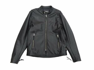 L【美品】KADOYA K'S LEATHER シングル ライダース ジャケット ブラック 牛革 レザー メンズ