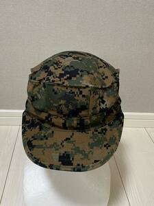 米軍放出品　実物　MARPAT アメリカ海軍初期モデル　US NAVY デジタルウッドランド迷彩　キャップ　LARGE　中古　帽子(3-50)