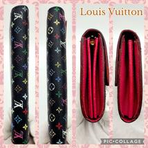 美品　Louis Vuitton ルイヴィトン 長財布 マルチカラー ノワール ポルトフォイユサラ　M93747　希少モデル　黒＆ピンク_画像6