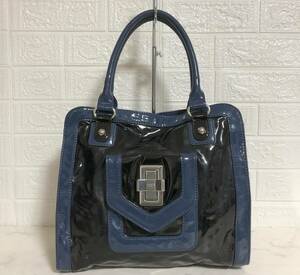 no21964 SONIA RYKIEL ソニアリキエル エナメル PVC 肩掛けショルダー トート バッグ ☆