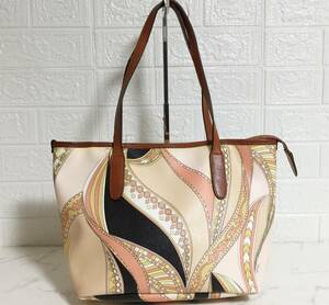 no21630 EMILIO PUCCI Emilio Pucci Italy made leather PVCpchi pattern shoulder tote bag 