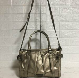 no21287 Burberry バーバリー 2WAY 本革 レザー 牛革 ショルダー ハンド トート バッグ ☆