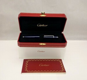 【ほぼ未使用品】　ボールペン　Cartier　ディアボロ　サファイヤ　箱付き　濃紺　/　カルティエ