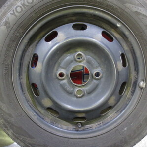 送料無料 ダイハツ純正スチール 13×4.5J +42 100×4H + YOKOHAMA BluEarth-RV RV03CK 165/65R13 2022年 8分山 中古 4本 ラジアルの画像4