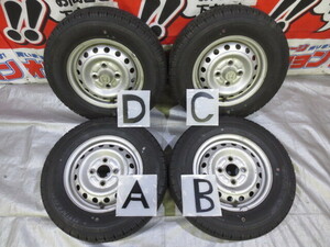 送料無料 ホンダ アクティ純正スチール 12×3.5J +43 100×4H + DUNLOP ENASAVE VAN01 145R12 8PR LT 6PR 2022年 9分山 中古 4本