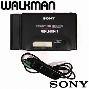 美品 SONY ソニー WM-F707 カセット ウォークマン WALKMAN 純正リモコン 電池ケース付 通電 液晶表示 LED点灯確認済み ジャンク品 日本製