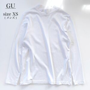 GU ジーユー メンズ XS モックネック 長袖 白 ホワイト シャツ ソフトコットンモックネックT ロンT モックネック 無地
