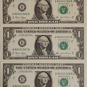 アメリカ 旧紙幣 1ドル紙幣 連番 3枚（未使用）② コレクション