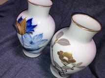 ３点まとめて OKURA 大倉陶園 花瓶 花びん バラ 金彩 高さ27センチ 21センチフラワーベース _画像3