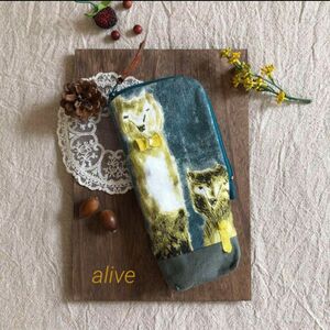 ミナペルホネン alive L字ポーチ メガネケース ハンドメイド ハギレ