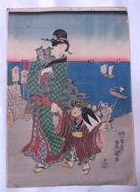 時代物◆木版画◆浮世絵◆美人画◆開帳◆一陽齋　豊国　◆江戸時代_画像1