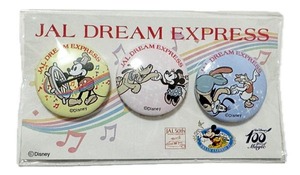 日本航空 50周年記念 ディズニー 缶バッジ 3個セット JAL 50th DREAM EXPRESS DISNEY ミッキー ミニー グーフィ 飛行機 旅客機 航空機