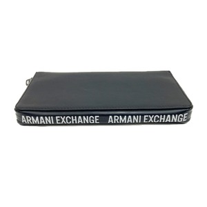 〇〇 ARMANI アルマーニ EXCHANGE AX ラウンド ロゴ ファスナー レザー長財布 ブラック やや傷や汚れあり