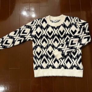 アメリカ古着　セーター ニット カシミヤ　幾何学模様　ユニセックス