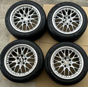 レア！美容品！ BBS GERMANY RS815 中古タイヤホイールセット 17X7.5JJ+35、PCD114.3-5。ハブ径は約70mmです。日産セドリックなどに。