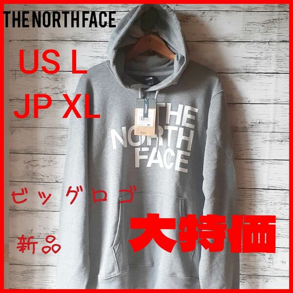 【新品】THE NORTH FACEノースフェイス プルオーバー パーカー フーディーUSモデル 正規品 ビッグロゴ 裏起毛 XL