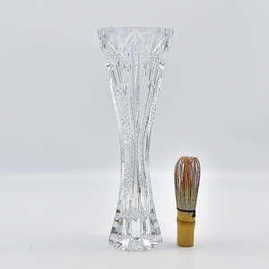 美品 HOYA クリスタル カットガラス 花瓶 花器 高さ26cm 1264g