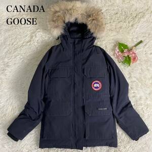 カナダグース シタデルパーカ M ダウンジャケット 4572JL コヨーテファー　CANADA GOOSE ダークネイビー　ロゴ　レディース