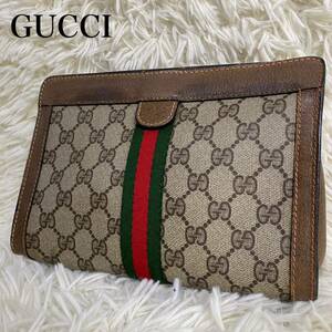 オールドグッチ　セカンドバッグ　クラッチバッグ　89 01 001 GG柄　シェリーライン　PVC レザー　GUCCI ヴィンテージ