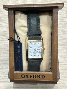 【美品】OXFORD 自動巻き オックスフォード 機械式腕時計 メンズ レザーベルト 専用箱付き 稼働品 珍品　木箱付き　リューズ正常　H906 