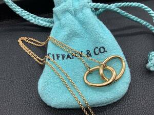 u9915 Tiffany ティファニー peretti ネックレス 750 K18 ダブルループ サークル ペレッティ 3.7g