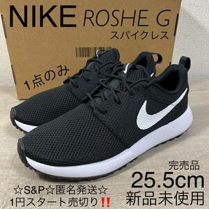 1円スタート売切り 新品未使用 NIKE ナイキ ゴルフシューズ ローシ G ネクストネイチャー DV1202-010 スパイクレス 25.5cm ブラック