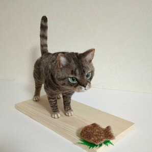 羊毛フェルト「ねこ と たい焼き」 キジトラ 猫 ネコ ドール ハンドメイド 〜ともじろう〜の画像4