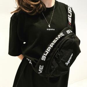 ☆ 18SS Supreme シュプリーム Waist Bag ウエストバッグ ショルダーバッグ ボディーバッグ バッグ box logo ボックスロゴ (ブラック黒)MDC