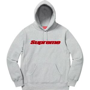 ☆ 19SS Supreme シュプリーム Chenille Hooded Sweatshirt シェニール スウェット パーカー logo ロゴ (グレー灰S)DDA