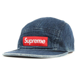 ☆ 18SS Supreme シュプリーム Washed Chino Twill Camp Cap ウォッシュド チノ ツイル キャンプキャップ キャップ box logo (デニム青)MGD