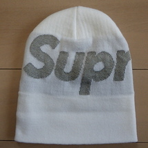 ☆ 18FW Supreme シュプリーム Big Logo Beanie ビッグロゴ ビーニー ニットキャップ 3M リフレクター ロゴ (ホワイト白)MSE_画像7