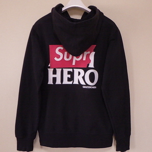 ☆ 14SS Supreme シュプリーム ANTIHERO Zip Up Hooded Sweatshirt アンタイヒーロー スウェット ジップ パーカー anti hero (黒S)MSRの画像2
