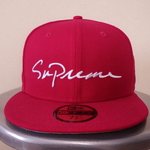 ☆ 18FW Supreme シュプリーム Classic Script New Era Cap クラシック スクリプト ニューエラ キャップ logo スクリプトロゴ (赤60.6)MSE_画像2