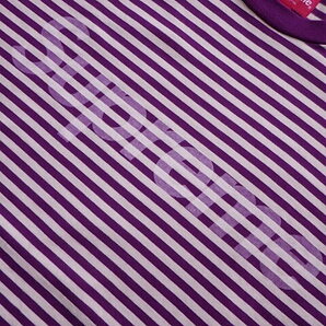 ☆ 15FW Supreme シュプリーム Striped Logo L/S Top ストライプ ロゴ 長袖 トップ ボーダー Tシャツ トップス (パープル紫M)MGEの画像4