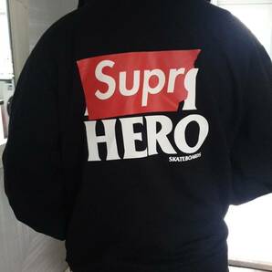 ☆ 14SS Supreme シュプリーム ANTIHERO Zip Up Hooded Sweatshirt アンタイヒーロー スウェット ジップ パーカー anti hero (黒S)MSRの画像1