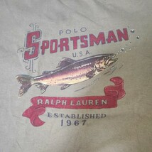 90s USA製 POLO SPORTポロ スポーツ ラルフローレン SPORTSMAN コットンTシャツ 古着 半袖 プリント_画像2