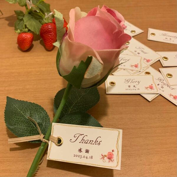 ダーズンローズ　薔薇用タグ　12枚　結婚式セレモニー　記念日印字無料