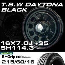 特価 TSW DAYTONA ブラック 16X7J+35 5穴114.3 GOODYEAR E-GRIP 215/60R16 4本セット ホイールタイヤ4本セット_画像2